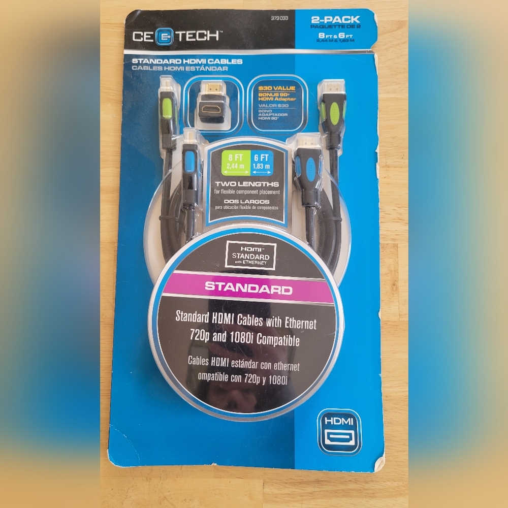 NEW in packaging CE TECH standard HDMI cables